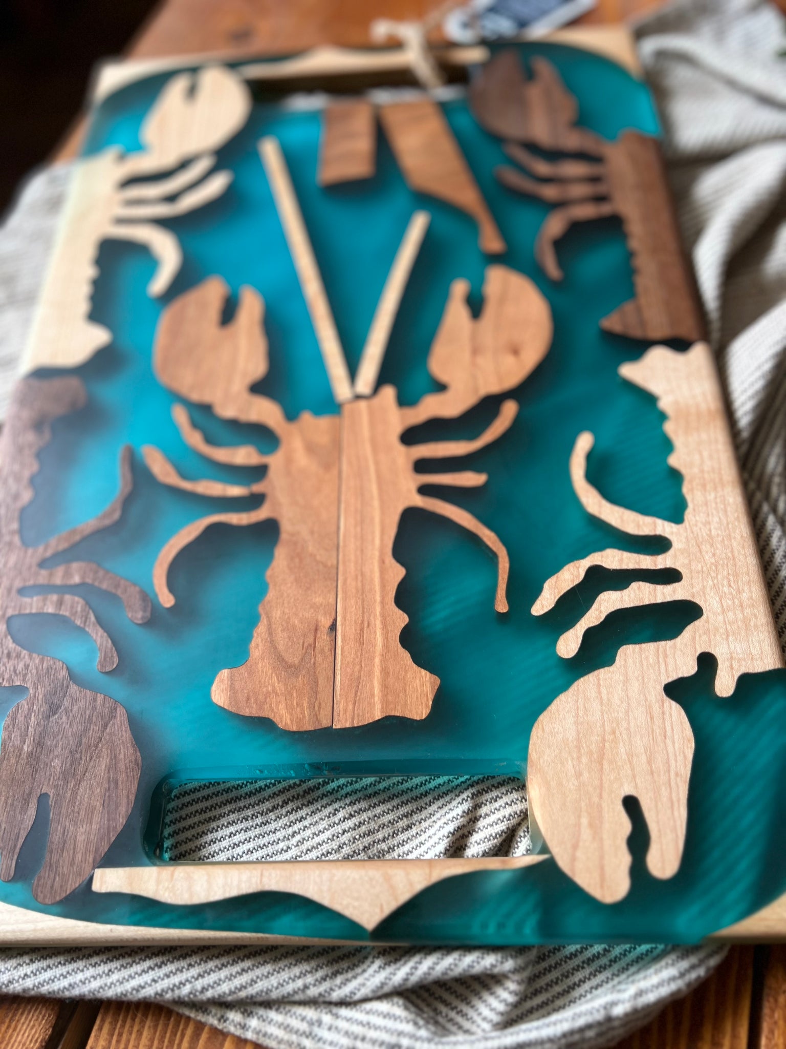 Turquoise Lobster Serving Tray